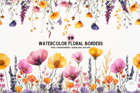Download Watercolor Floral Border Sublimation - Premium Resources